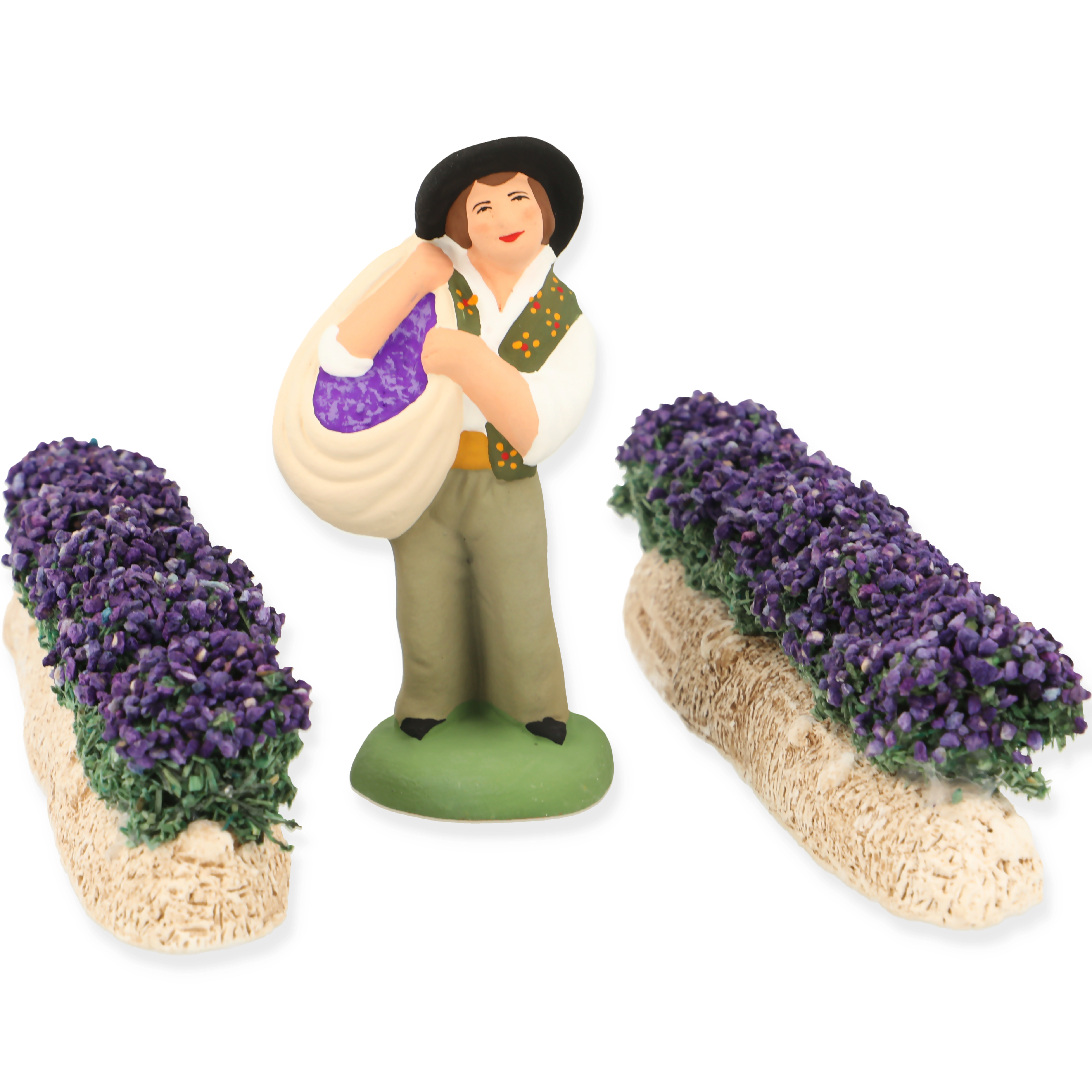 Coffret Lavande Rangée N°2 – Scène provençale avec ramasseur et rangées de lavande