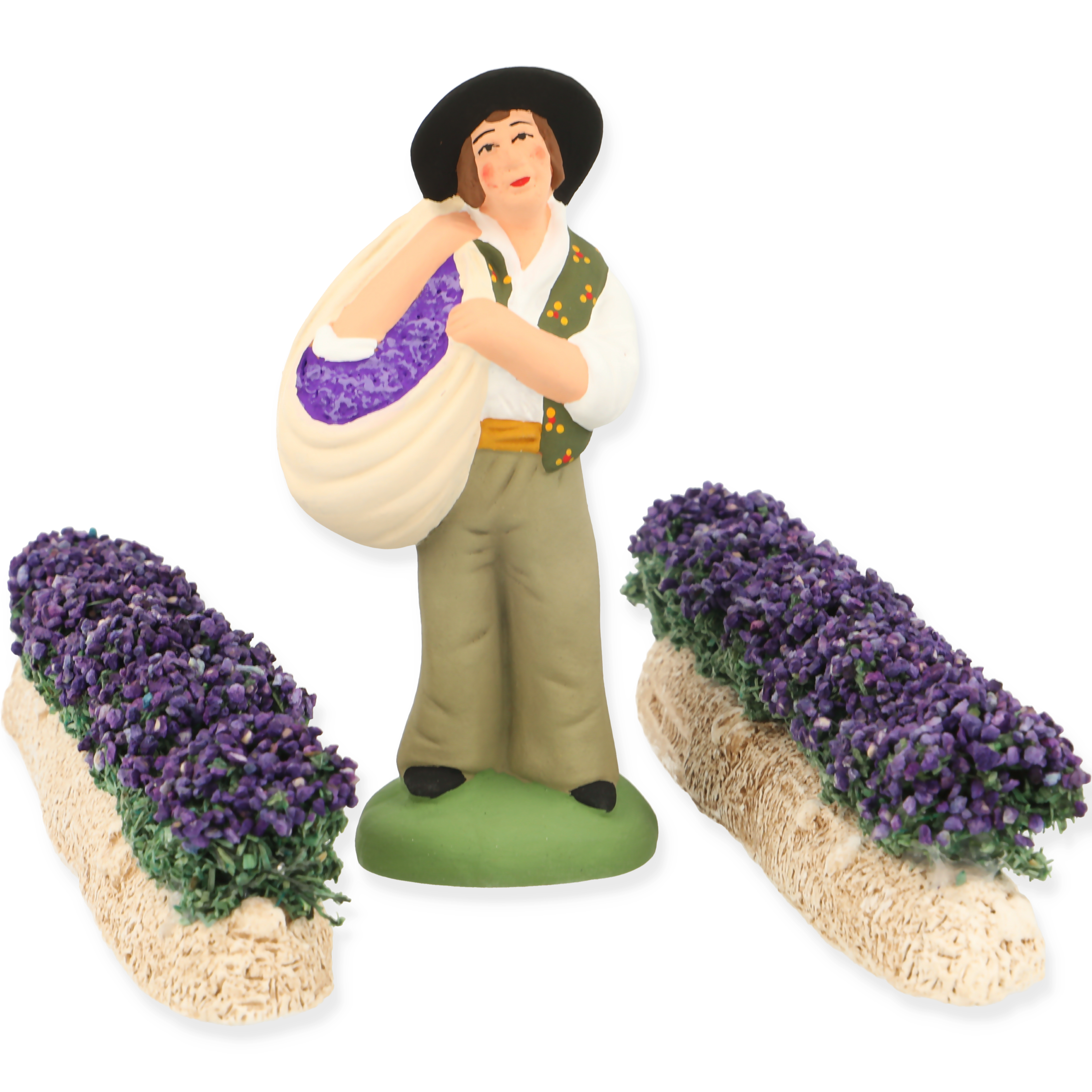 Coffret Lavande Rangée N°3 – Scène provençale avec ramasseur et rangées de lavande