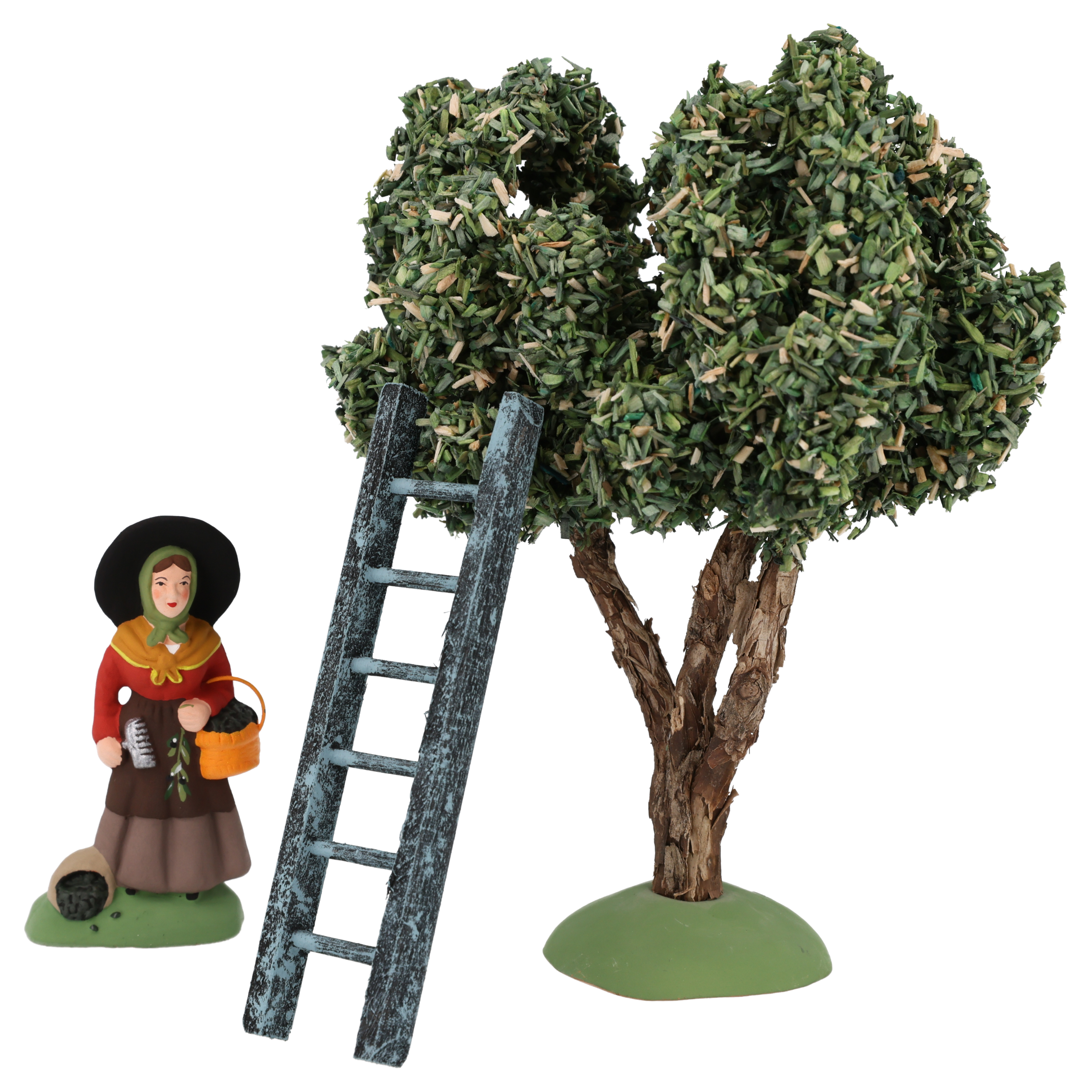 Coffret Cueilleuse d'Olives, Olivier N°2 & Echelle bleue