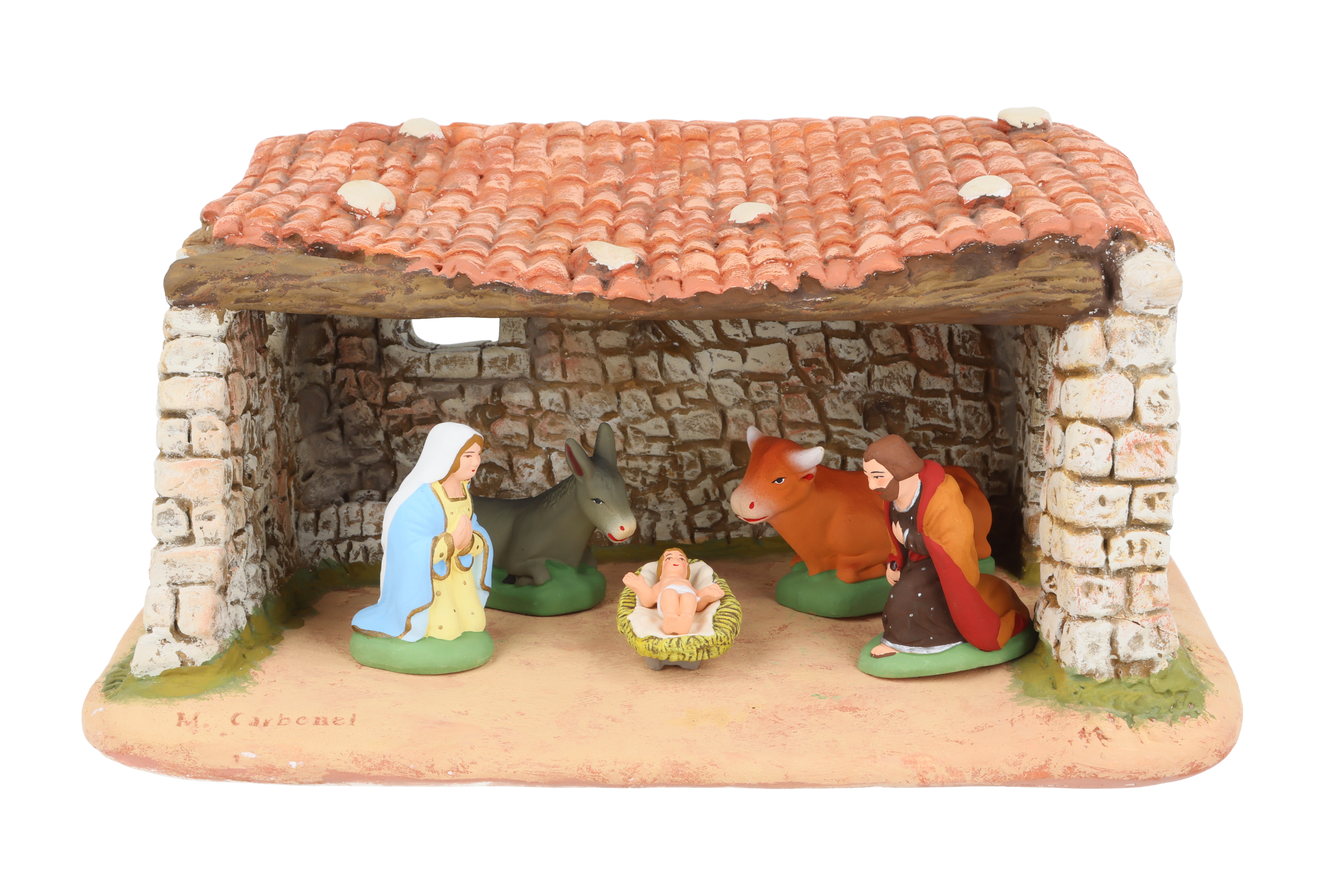 Etable en pierres du Luberon N°2 + Nativité (Jésus et Berceau séparés) N°2