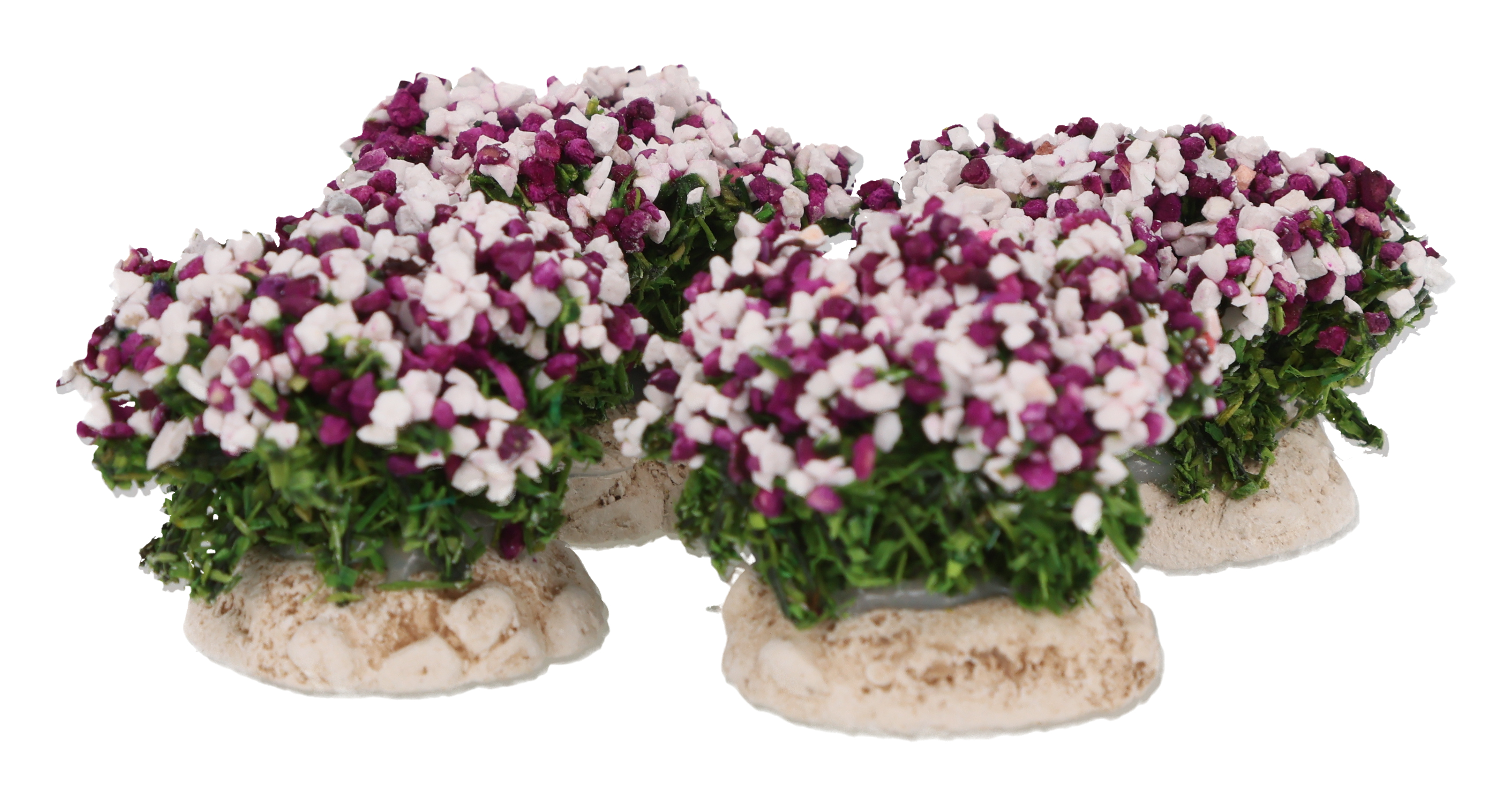 Boule de fleurs blanches et violettes N°2 et N°3 (lot de 4)