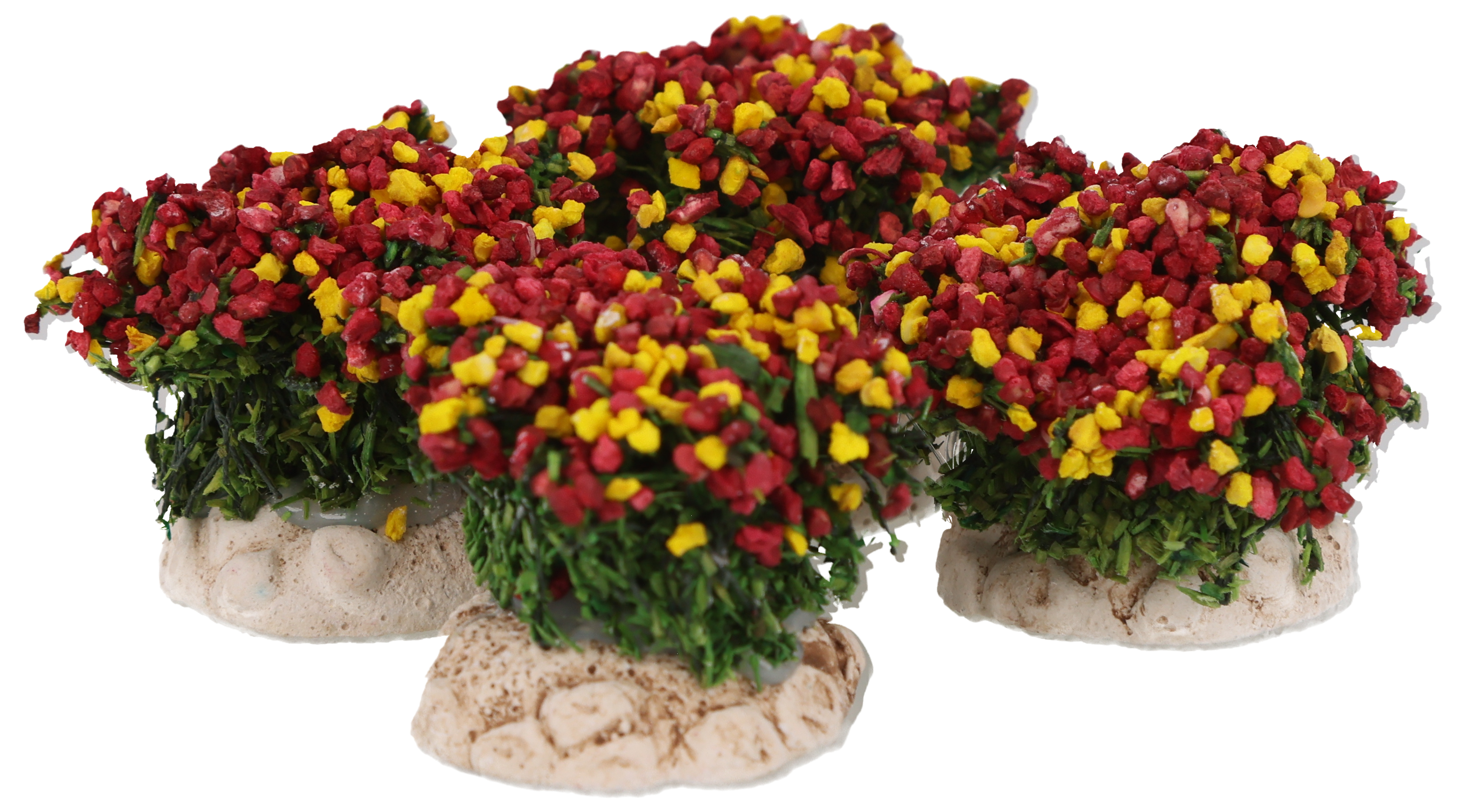 Boule de fleurs rouges et jaunes N°2 et N°3 (lot de 4)