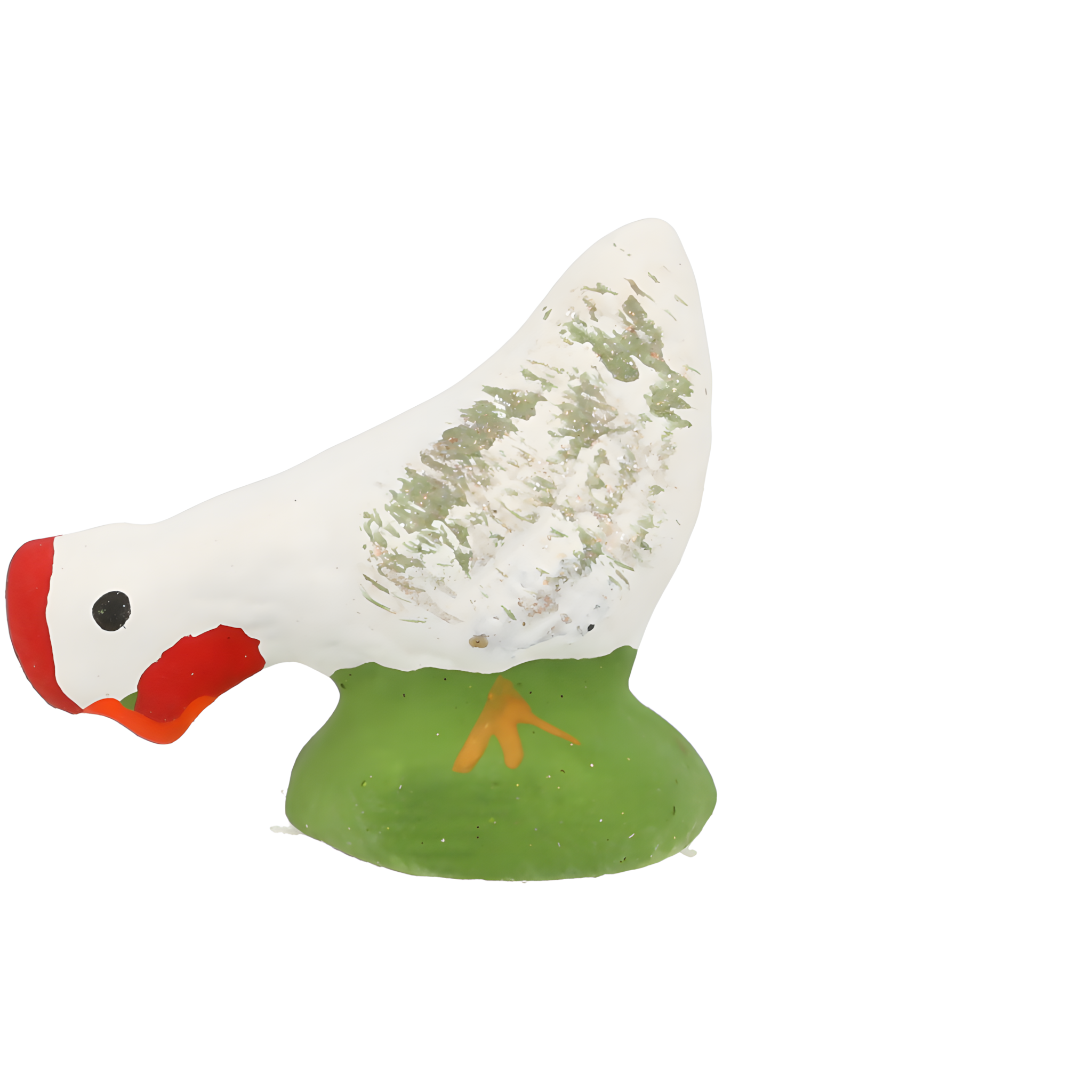 Poule picorante blanche n°1