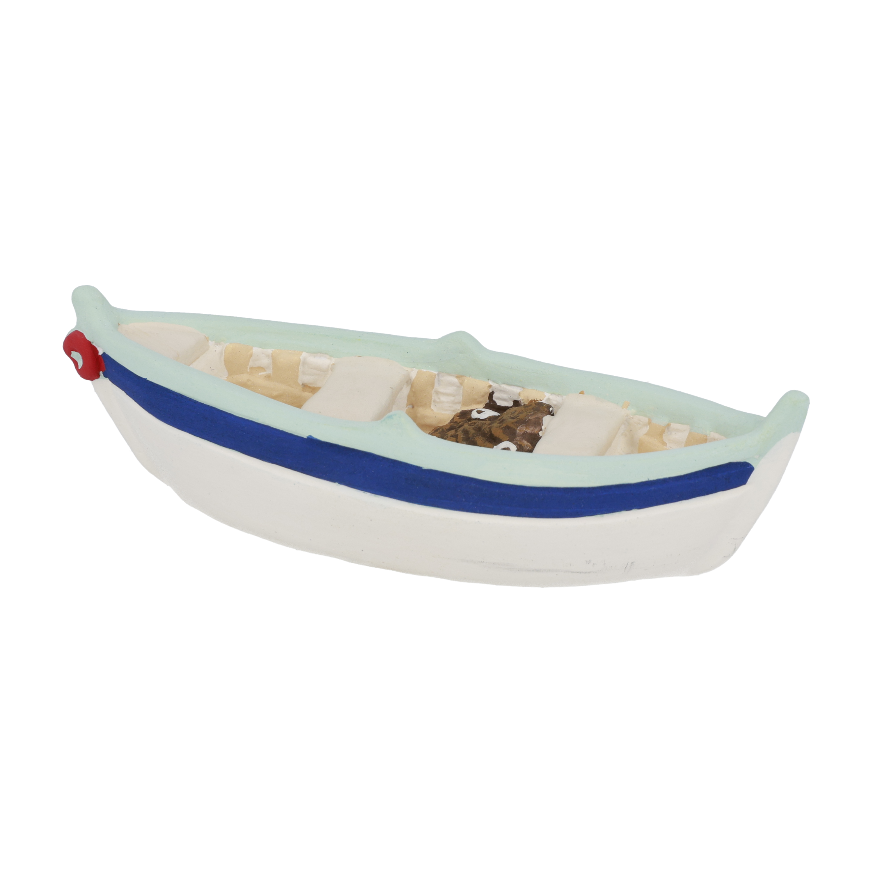 Barque marseillaise petit modèle pour santons taille 1, vue de trois quarts – Marcel Carbonel