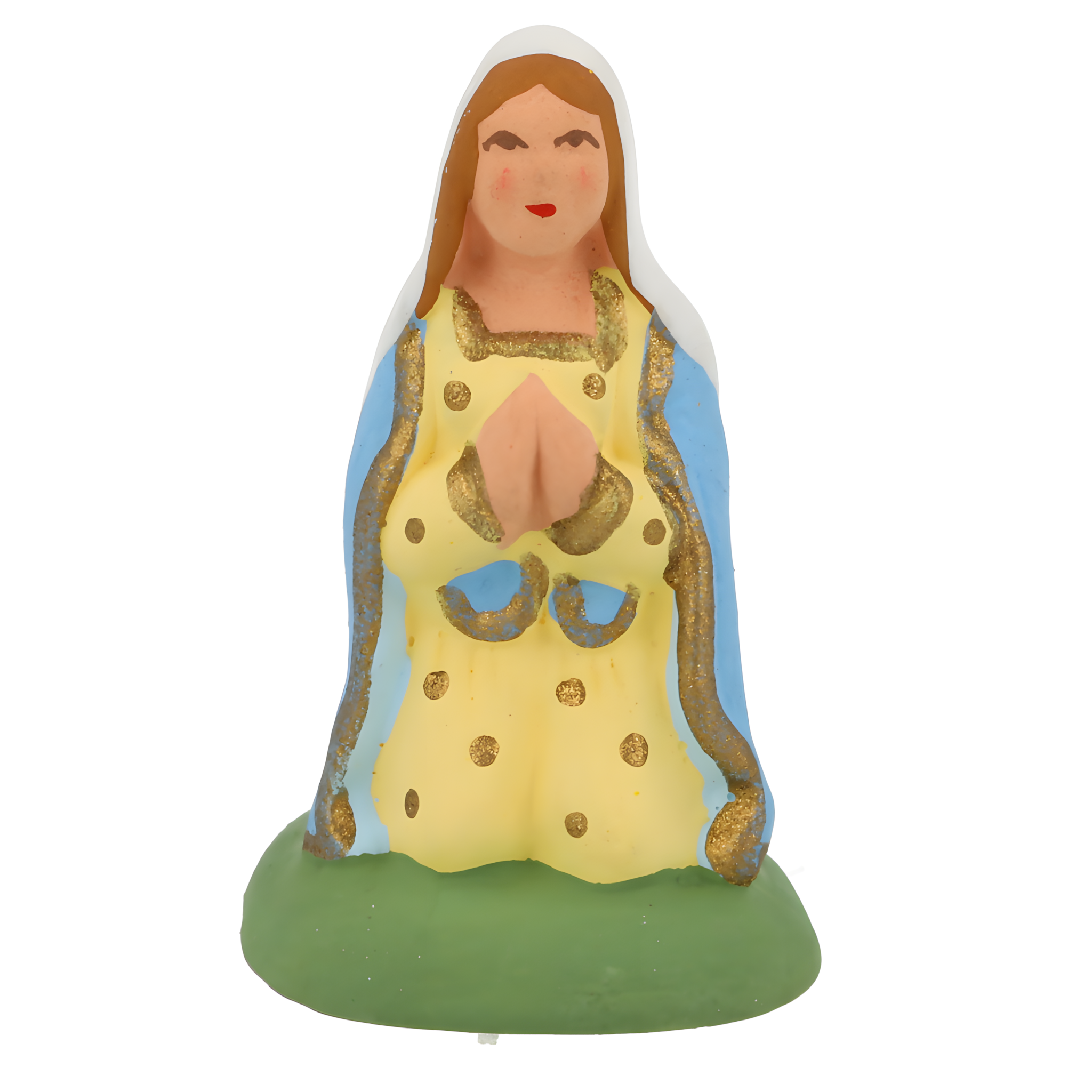 Santon Vierge Marie à genoux – Crèche de Noël Provençale Artisanale - Ateliers Marcel Carbonel