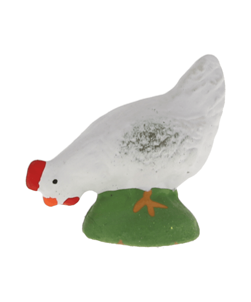 Santon de Provence Poule picorante blanche N° 2