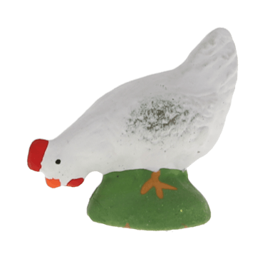 Poule picorante blanche N° 2
