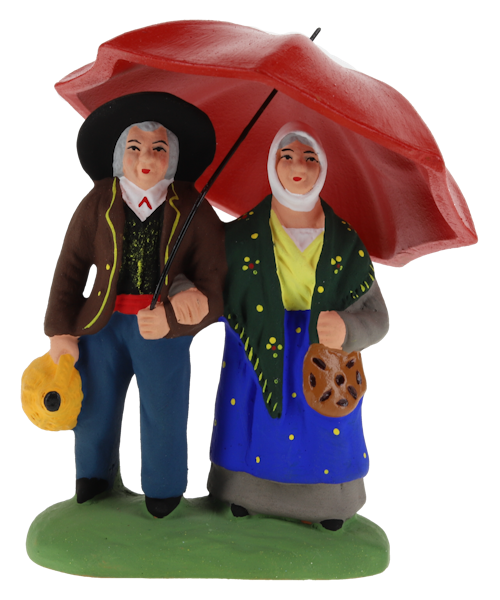Santon de Provence Couple au parapluie N° 2