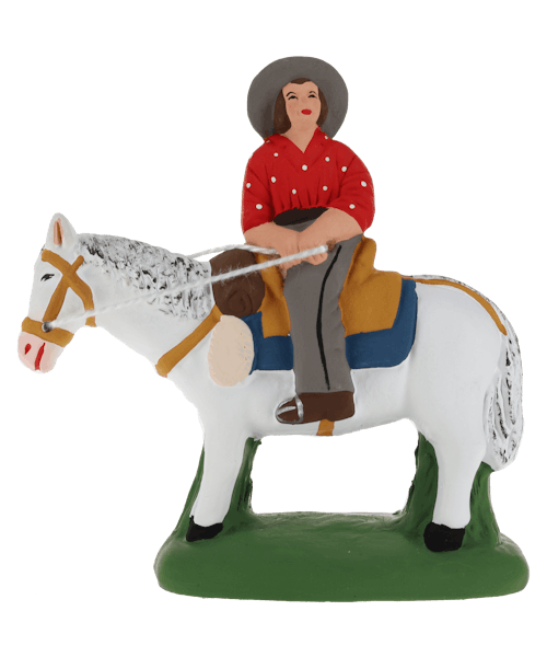 Santon de Provence Gardian à cheval rouge N° 2