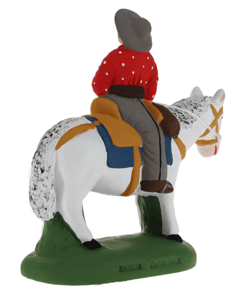 Santon de Provence Gardian à cheval rouge N° 2