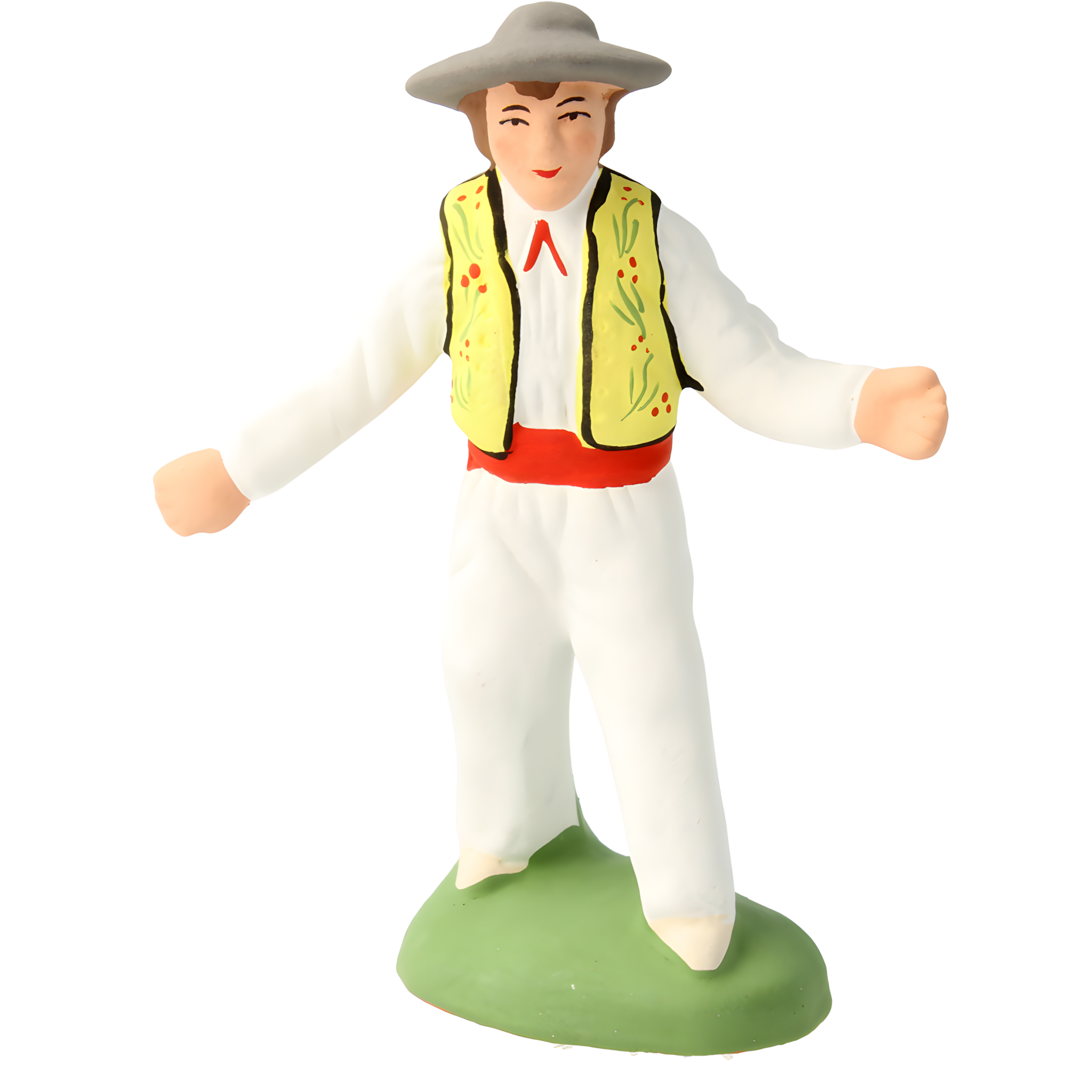 Homme Farandole avec chapeau gilet jaune et pantalon blanc N° 2