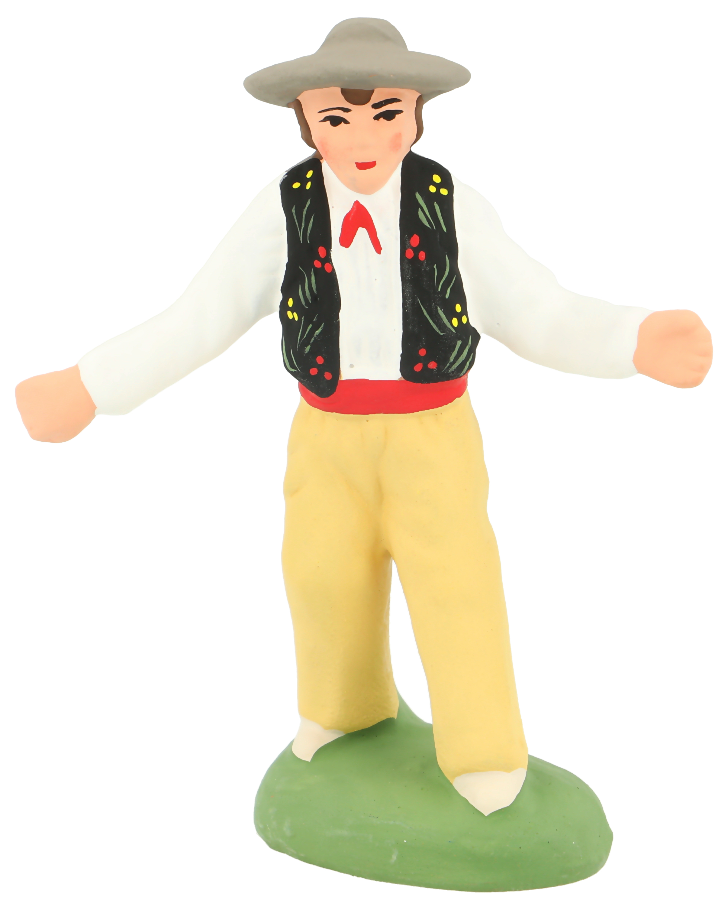 Homme Farandole avec chapeau gilet noir et pantalon jaune N° 2