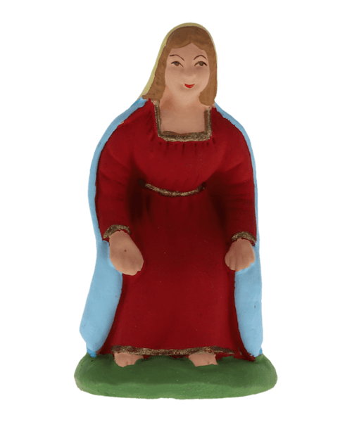 Santon de Provence Vierge Marie assise rouge n2