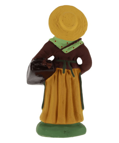 Santon de Provence Femme aux rubans avec chapeau jaune N° 2