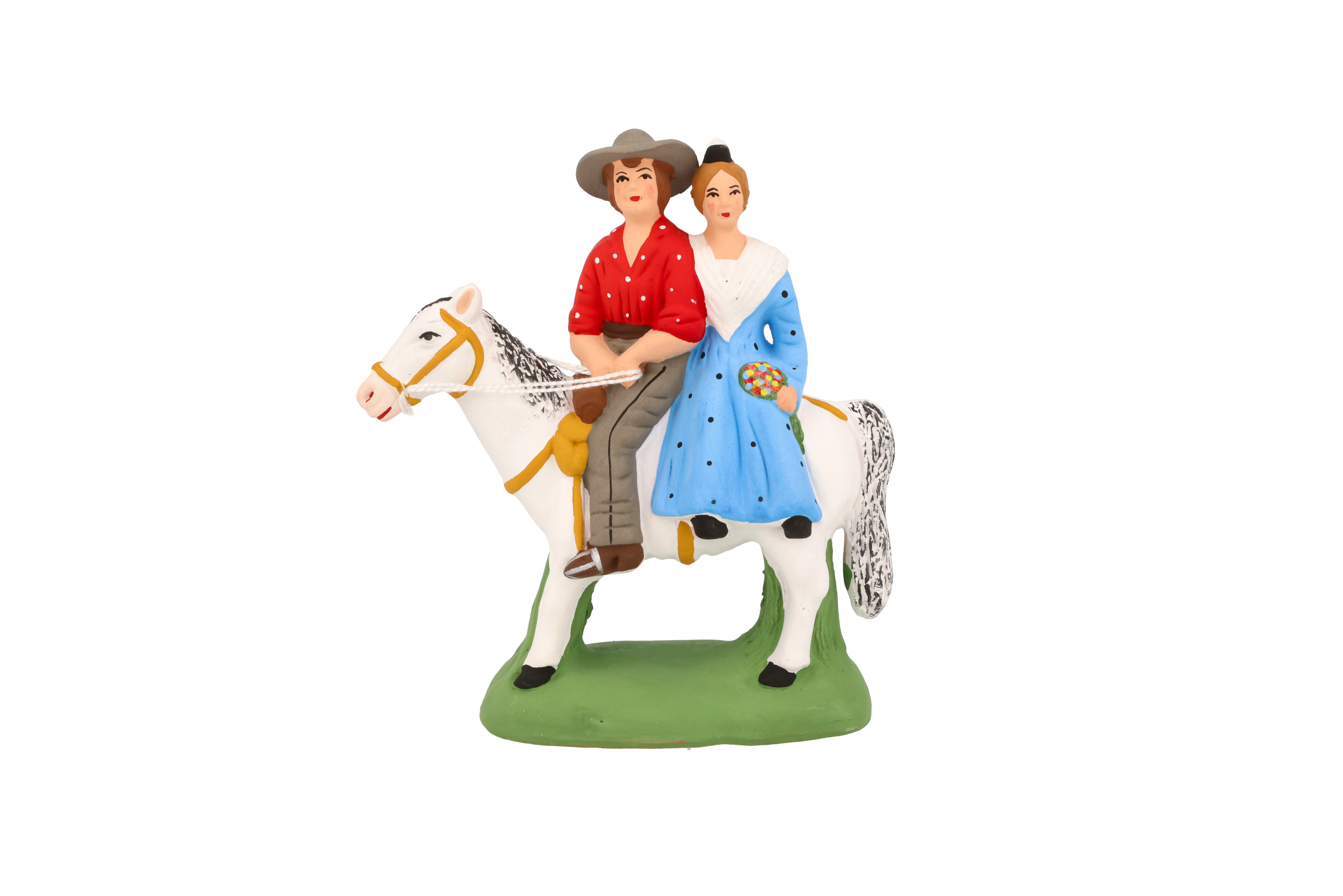 Gardian & arlesienne à cheval chemise rouge & robe bleue N° 3