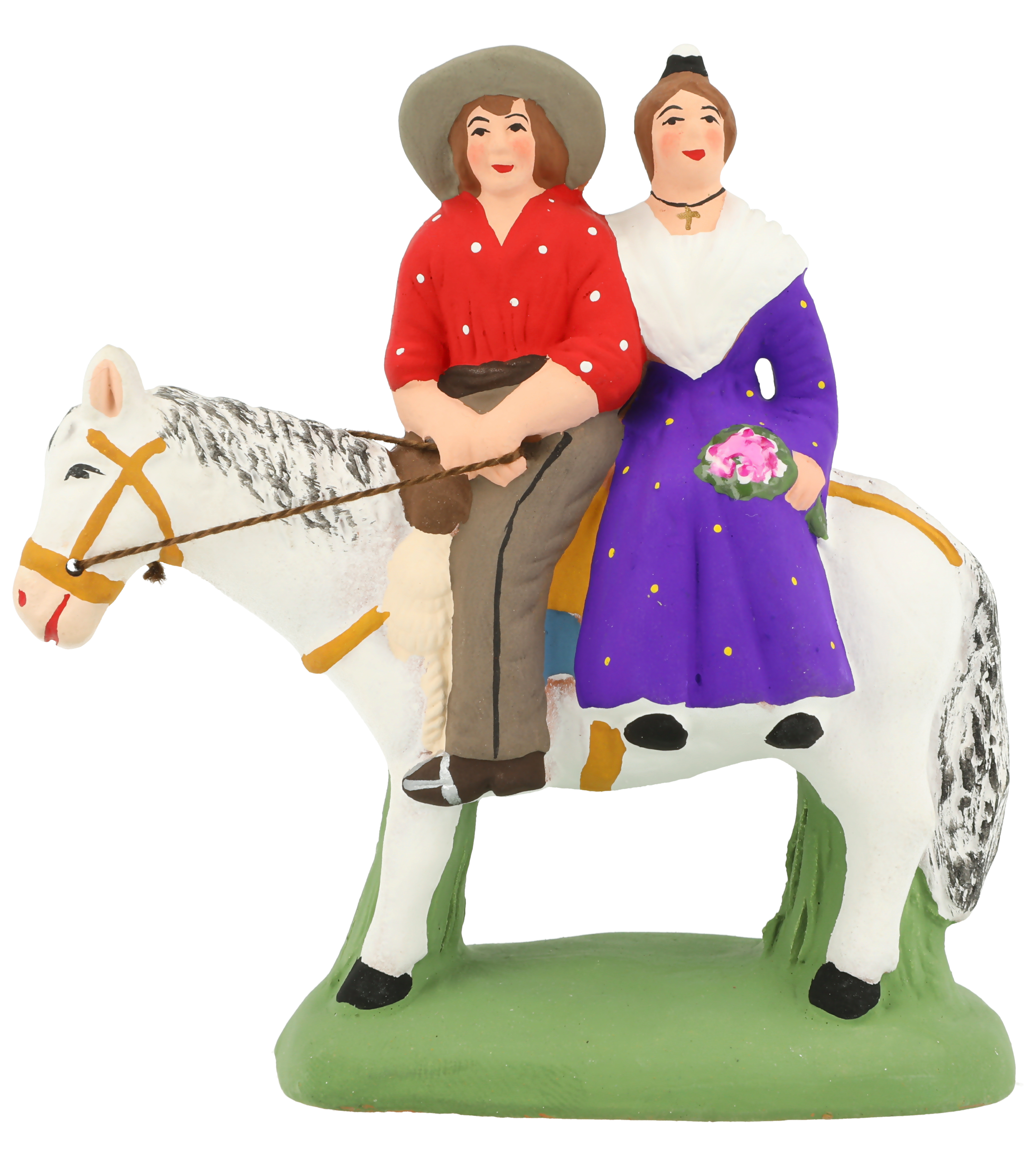 Gardian & arlesienne à cheval chemise rouge & robe violette N° 3